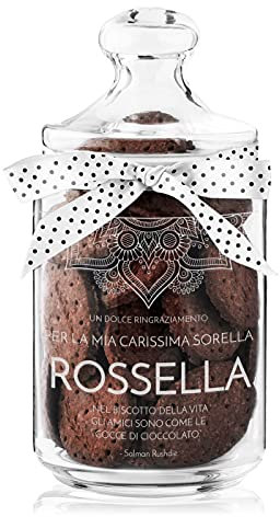 Maverton Biscottiera in vetro - capienza 1L - incisione personalizzata - chiusura ermetica - dimensioni 21 cm x 8,5 cm - perfetta idea regalo per la Donna - ti ringrazio