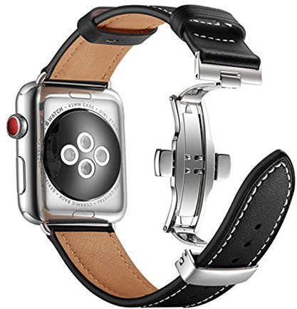 AIYIRUO Compatibile con Apple Watch 10 Cinturino in pelle 45mm 49mm 41mm 44mm 40mm Ricambio per Fibbia Deployante Uomo Donna per Compatibile con iWatch Serie 10 9 8 7 6 5 4 3 2 1