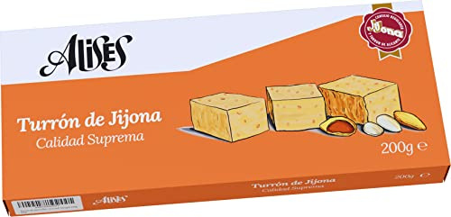 Alises Turrón de Jijona - Calidad Suprema - 100% natural - Almendras y miel, sin gluten, sin lactosa - Turrón español 200g (suave)