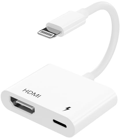 PNBLAECE Adaptador HDMI para iPhone a TV, Adaptador AV Digital 1080P - No Requiere Alimentación, Cable Lighting a HDMI, Conector de Pantalla de Compatible con iPhone 14/13/12/11/XR/XS/X/8/7/Pad