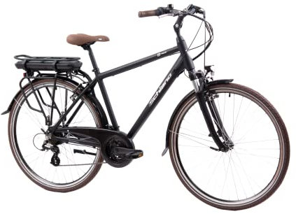 F.lli Schiano E-Ride, Electric Bike for Adults, 28 Trekking Bike, 36V 10.4Ah Removable Battery, 250W Motor, 40Nm, Commuter Ebike, Black