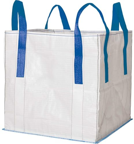 Safetytex Big Bag 90x90x90 cm mit Cross-Corner Schlaufen (5 Stück) | 1500 kg Tragfähigkeit, Schüttgutbehälter, Entsorgung, robuster Transportsack, stabile Hebeschlaufen, langlebig