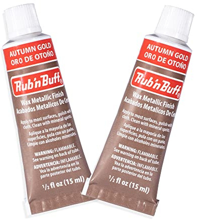 AMACO Rub n Buff Wax Metallic Finish - 2 Rub n Buff Autumn Gold 15ml Tubes - Versatile Gilding Wax for Finishing Furniture Antiquing and Restoration - Rub and Buff Colors Set of Two