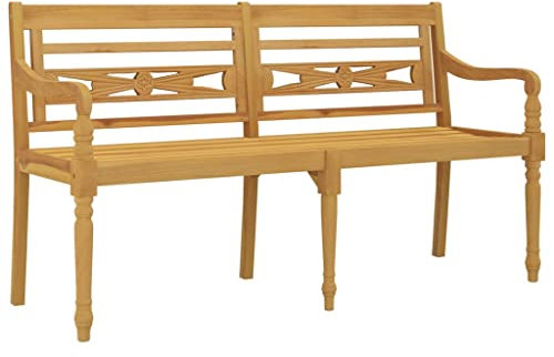 vidaXL Batavia Sitzbank Gartenbank Parkbank Balkonbank Terrassenbank Holzbank Bank Gartenmöbel Garten Terrasse Balkon 150cm Massivholz Teak