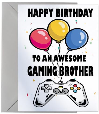 Gamer Awesome Gaming Brother Birthday Card - Xbox PS5 PC VR Switch