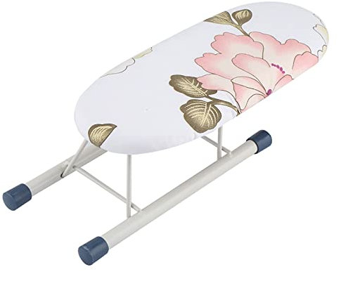 Planche à Repasser compacte avec Repose-Fer Pliable à la Maison léger Utilisation à la Main Mini Pliable Forme Ovale Voyage Manches Poignets Colliers Table de Manipulation(Fleur)