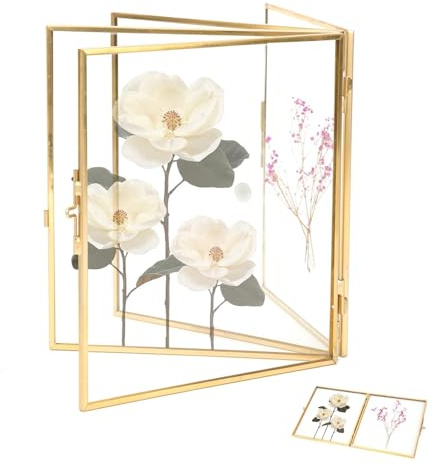 Cyrank Glass Pressed Flower Frame, Tabletop Plant Specimen Holder