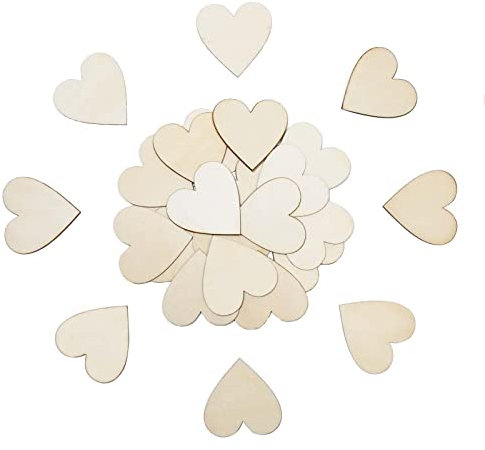 CUWELT 200 Stück 30mm Holzherzen Scheiben, 3cm Holzherzen Hochzeit, Naturholzscheiben Unlackiert, Deko-Herzen, DIY Handwerk Verzierungen, Kleine Holzherzen für Basteln Hochzeit Gästebuch Beschriften
