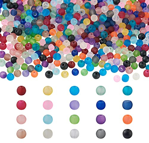 Pandahall 500 cuentas de vidrio esmerilado transparente de 4 mm, bolas espaciadoras sueltas para hacer joyas, pulseras, collares, accesorios de manualidades