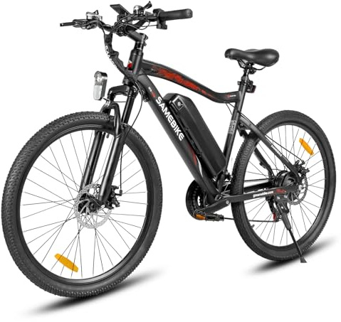 SAMEBIKE Electric Bike for Adults,26 inch Mountain Bicycle with36V 13Ah Battery,Max Range 100KM(PAS), Dual Shock Absorber and Hydraulic Brakes, Aluminum Frame E-bike with 21 Speed Flywheel