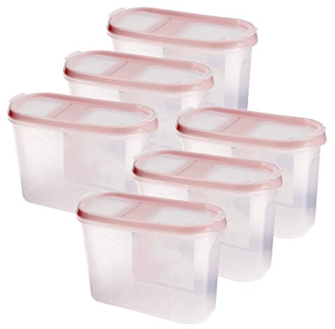 Bestgoodies Vorratsdosen mit Deckel (6er Pack - Altrose) 1,4 Liter, Luftdicht Schüttdose BPA frei lebensmittelecht, Vorratsbehälter Set - Müslispender