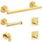 Brushed Nickel 5 Pieces Wall Mounted Stainless Steel Bathroom Towel Bar Towel Holder Toilet Paper Holder Hooks Bathroom Accessories Set (Gold)