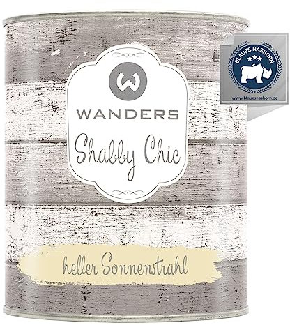 Wanders Shabby Chic Kreidefarbe 750 ml - Heller Sonnenstrahl/Helles Gelb - Küchenmöbellack und Möbelfarbe ohne Schleifen. Chalk Paint, für Holz & mehr. Hohe Deckkraft, schnell trocknend