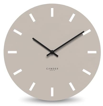 Cander Berlin MNU 2550 P XXL Wanduhr lautlos 50 cm ohne Tickgeräusche analog Wohnzimmer modern Vintage warmgrau groß
