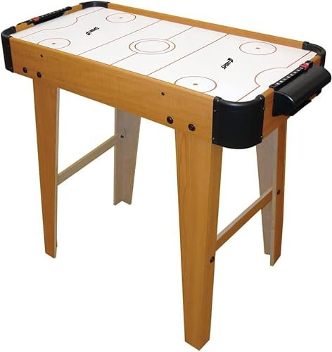 Air Hockey Compact Juego con patas eléctricas. Air mini con ventilador 12V. Mesa de air hockey Medidas 77x37x68cm con 2 mandos y 2 discos incluidos. Completo con marcador integrado. Idea regalo