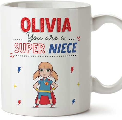 MUGFFINS Personalised Mug for Niece - in English - You are Super! - Funny Custom Gift - Ceramic 11oz Mug
