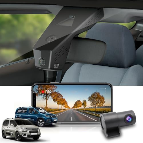 Fitcamx Dashcam Auto Vorne Hinten 2160P+1080P Geeignet für Citroen Berlingo and Peugeot Rifter 2018-2023, OEM Dashcam 4K Video WiFi, Loop-Aufnahme, G-Sensor, WDR Dasch-cam Auto, Plug&Play, 128GB Karte