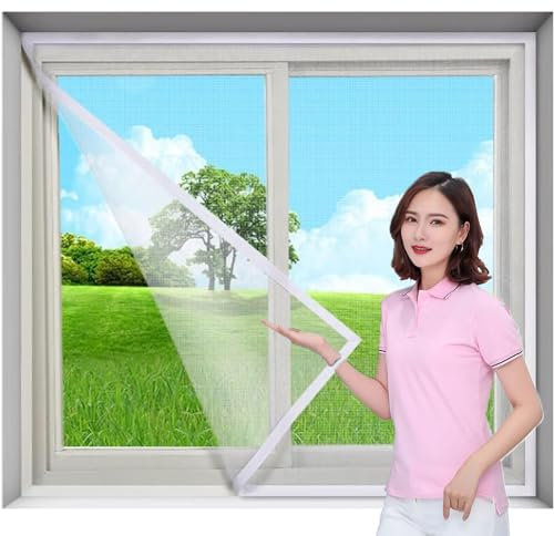 Mosquitera Magnetica Ventana, Ventanas de Mosquitero Sin Taladra, para Ventanas Corredera y Puerta Mosquiteros ProteccióN Total contra Mosquitos y Moscas(Color:White Frame,Size:90x110cm)
