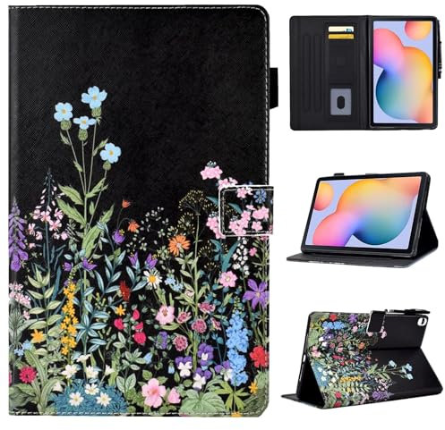 Byceke iPad 10.2 Hülle für 7./8./9. Generation (2019-2021) - PU Leder Case mit Bleistifthalter, Auto Schlafen/Wachen, Blumen