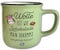 Frida's Wollhaus Tasse #2 Grün mit Spruch ″Wolle ist wie Schokolade...″ Motivtasse Vintage Geschenk Stricken Häkeln 330 ml