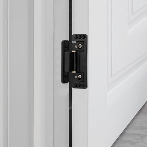 Charnières de porte cachées ultra fines Charnières lourdes en alliage de zinc Noir 12 x 3,7 x 2,2 cm Charnières invisibles Charge lourde