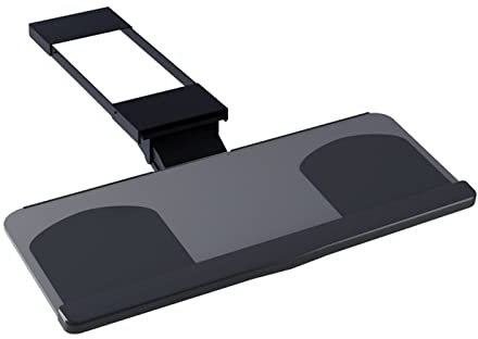 Keyboard Drawer Computer Stand, Ergonomic Mouse & Keyboard Slide-Out Platform Computer Desk Extender Retractable Adjustable Keyboard Tray (64x23cm)