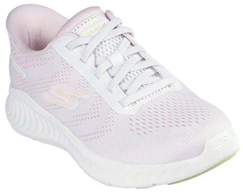 Skechers Femme Go Walk Now Khloe Basket, White Textile/Pink Trim, 37 EU