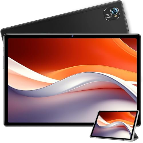 FACETEL Neueste Android Tablet 10 Zoll Mit Octa-Core Ultraschnell PC, 14GB RAM + 128GB ROM (TF 1TB) | 2.4G+5G WiFi | 8000mAh | FHD | 5MP+8MP | 1280 * 800 | Bluetooth 5.0 |,Tablet mit Case, Schwarz