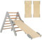 DREAMADE 3 in 1 Montessori Kletterdreieck mit 2-seitiger Rampe, Holzdreieck Sprossendreieck Kletterspielzeug aus Holz, Indoor Klettergerüst zum Rutschen & Klettern für Kinder ab 1 Jahr (Grau)