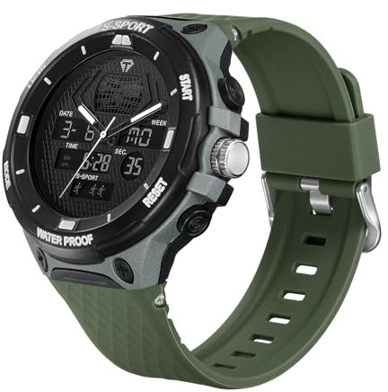 CIVO Orologio Uomo Digitale Sportivo: Militare Orologio da Polso LED Cronometro - Impermeabile 50M Silicone Verde
