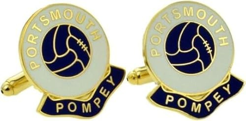 Knight Multi-colored Gold Coloured Enamel Cufflinks Portsmouth Football Club Men's Adult Unisex-Adults Cufflinks