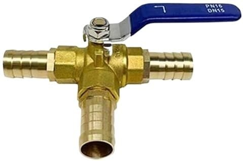 Garden Tap Connector Water Pipe Connectors, Pool Diverter Valve 3 Way, Hose Splitter,1pcs L-Port 3 Way Ball Valve,6-25mm Hose Barb Three Way Brass Valve,Connector Adapter(25mm Barb)