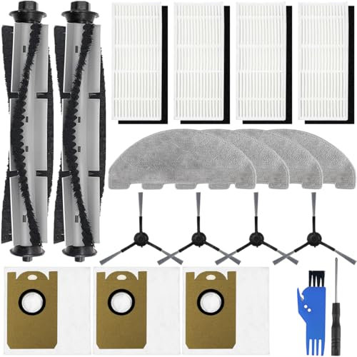 EATBALE Ersatzteile für Laresar L6 Pro für Imou L11Pro / L11Pro Max für Honiture Q6 Pro für AIRROBO T10+ Roboterstaubsauger Hauptbürste Seitenbürste Filter Staubbeutel Wischtuch Zubehörsatz