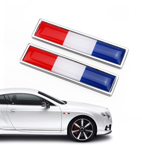 ZXUPOI 1 Paar Frankreich Flagge Metall Aufkleber, 3D National Emblem, FR Tricolour Flagge Emblem Muster Aufkleber für GM Autos, Motorräder Kotflügel, Kofferraum Seiten(Frankreich)