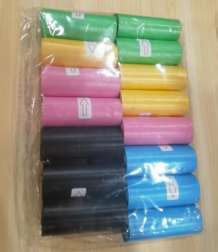 AiQInu 225 Stück Hundekotbeutel, Kotbeutel für Hunde, Bunt Hunde Kotbeutel Rollen, Tragbar Dog Poop Bags, Unparfümiert, Geeignet zum Ausgehen, 22 x 30 cm (15 Rollen, 15 pro Rolle)