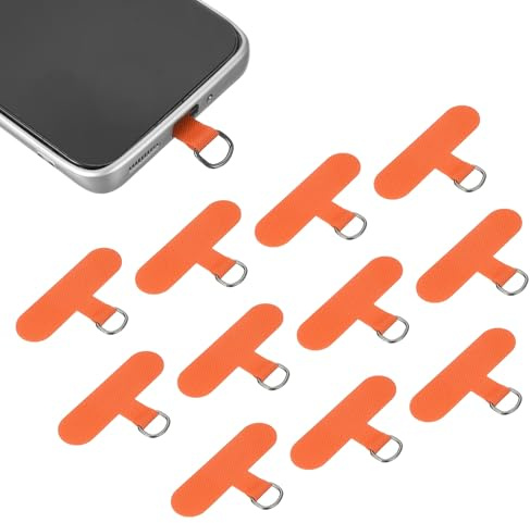 sourcing map 12pcs Phone Tether Tab, Universal Phone Lanyard Patch t Shape Cell Phones Strap Replacement Part for Most Smartphone Cases, Orange