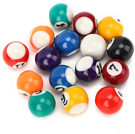 Tomedny 16PCS Billiard Balls Set, Mini Pool Ball Set Resin 2.5cm Small Billiard Table Game Accesssory for Recreation Games