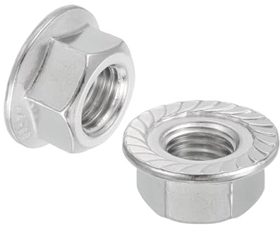 sourcing map M20 x 2,5 mm gezackte Flansch-Sechskant-Kontermuttern, 316 Edelstahl, Sechskant-Flansch, metrische Kontermuttern, Verbindungselemente, helle Oberfläche für Möbel, Maschinen, Heimwerker