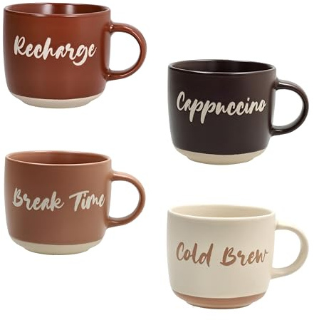 Tognana, Confezione 4 tazze senza piatto 370 cc Barista, New Bone China, Multicolor