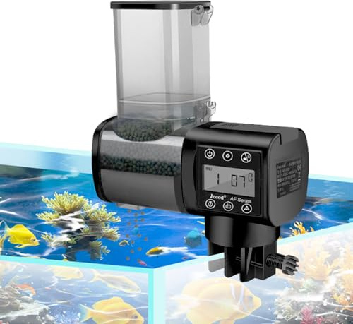 Urlaubs-Futterspender Automatik Fische, 500ML Automatischer Fischfutterautomat mit LCD für Aquarium & Teich, Sorgenfrei am Wochenende oder im Urlaub, Perfekt für alle Zierfische (Inkl. 3 AA-Batterien)