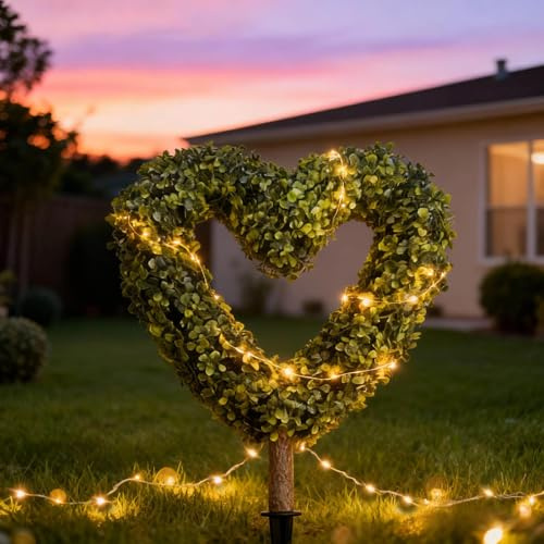 Valentinstag Herz Topiary Pflanzendekoration,65cm künstlicher künstlicher Buchsbaum,Innen Außenbereich,Haus,Veranda,Bäume,Pflanzgefäß Dekoration,Jubiläumspflanzen,Herzstück Wohnzimmer,Garten (B)