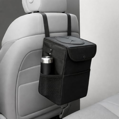 Generisch Auto-Mülleimer mit Deckel – Aufhängbarer Abfallbehälter fürs Auto mit Staufächern, faltbar, mobil und auslaufsicher, Auto-Organizer mit 6-Liter-Volumen, vielseitig nutzbar