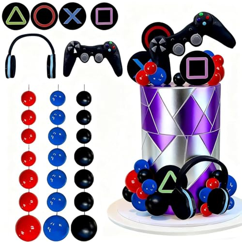 30 Stück Spiele Kuchen Dekoration Sets, Spieler Party Dekoration Controller und Kopfhörer, Jungen Teenager Geburtstagsartikel, Themenparty