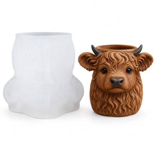 Highland Cow 3D Candle Moulds, Candle Making Silicone Mold，B | Highland Cow 3D Candle Moulds, Candle Making Silicone Mold, Stable Molding Wax Melt Moulds Flexible Non Stick Mould