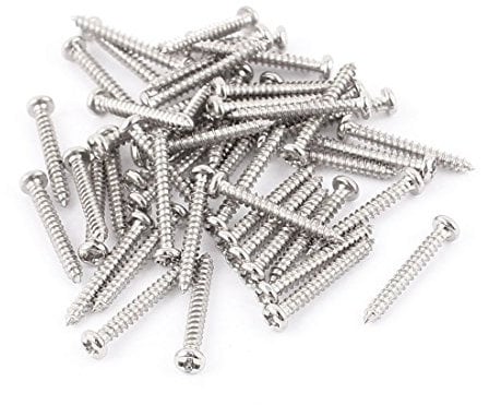 sourcing map 50Pcs M2 x 15mm Acier Inoxydable Tête Ronde Cruciforme Vis Autotaraudeuses