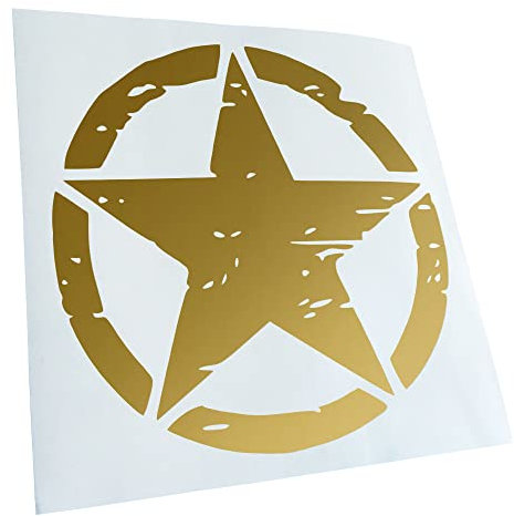 Kiwistar - Autoaufkleber - Gold - 10x10cm United States Army Star - Heckscheibe Auto Aufkleber wetterfest für Kfz LKW Mofa Truck - Sticker außen selbstklebend Tuning Zubehör für Fenster Fahrzeug