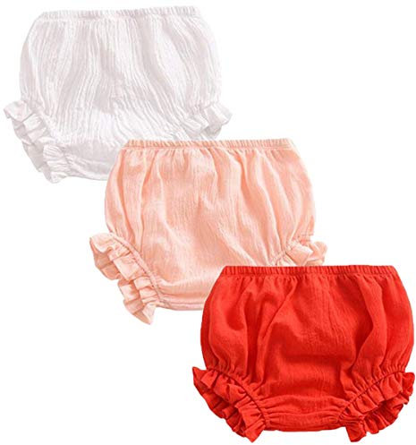FAIRYRAIN 3 Pack of Baby Kinder Mädchen Jungen Baumwolle Unterwäsche Unterhosen Rüsche Hose Bloomer Shorts Baby Höschen Windelhöschen Kleinkinder Pumphose 6-12 Monate
