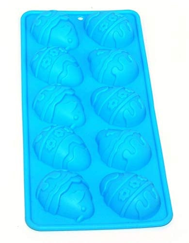 Selecto Bake 10 Cavity Easter Egg Silicone Mould, Silicone Chocolate Mould Easter Egg Jelly Cake Candle Baking Mold for Party, Blue