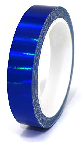 Finest Folia (0,89€/m) 10 Meter Hologramm Zierstreifen Basteln Möbel Auto Motorrad Modellbau Deko Dekorstreifen Klebestreifen selbstklebend DIY (Hologramm Blau, 15mm Breite)