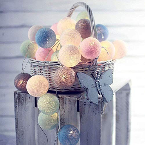 Fairy Lights LED String Lights Plug in Indoor - 3.8M 20 Pcs 6cm Diameter Cotton Ball String Lights White Xmas Fairy Lights Starry Wall Light Wedding Party Home Christmas Decoration